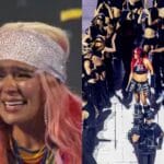 "Karol G finaliza turnê impressionante para 65 mil e 1 milhão online." "Karol G finaliza turnê impressionante para 65 mil e 1 milhão online."