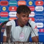 Lamine Yamal comemora passagem da Espanha à final da Euro 2024.