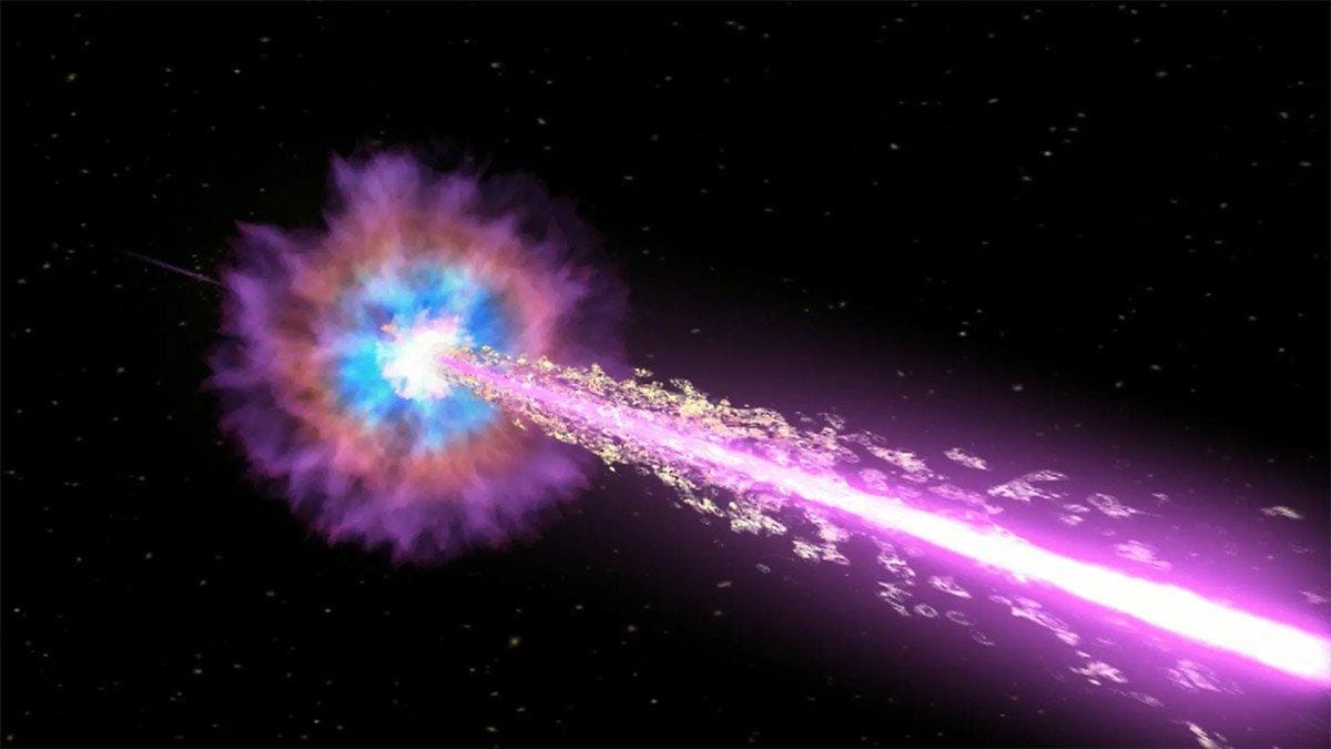 Maior Explosão de Raios Gama Causada por Antimatéria em Choque.