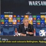 Ancelotti compara o ataque do Real Madrid com a lendária "BBC" de 2014. Ancelotti compara o ataque do Real Madrid com a lendária "BBC" de 2014.