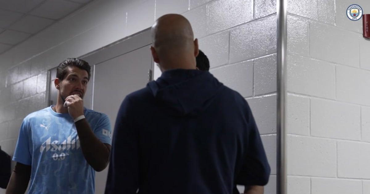 Reencontro entre Guardiola e Gundogan no amistoso do City e Barça.